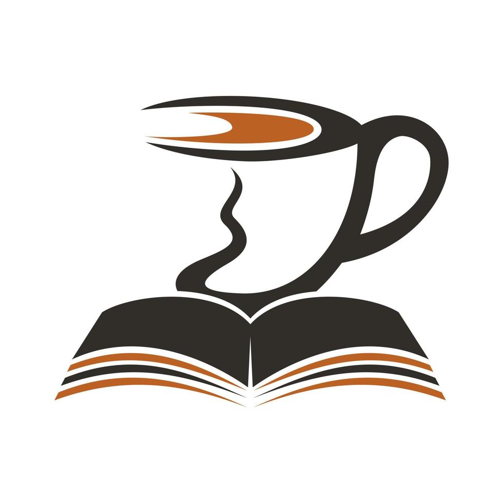 taza de café con concepto de libro. diseño de logotipo de taza de café combinado con libro. vector