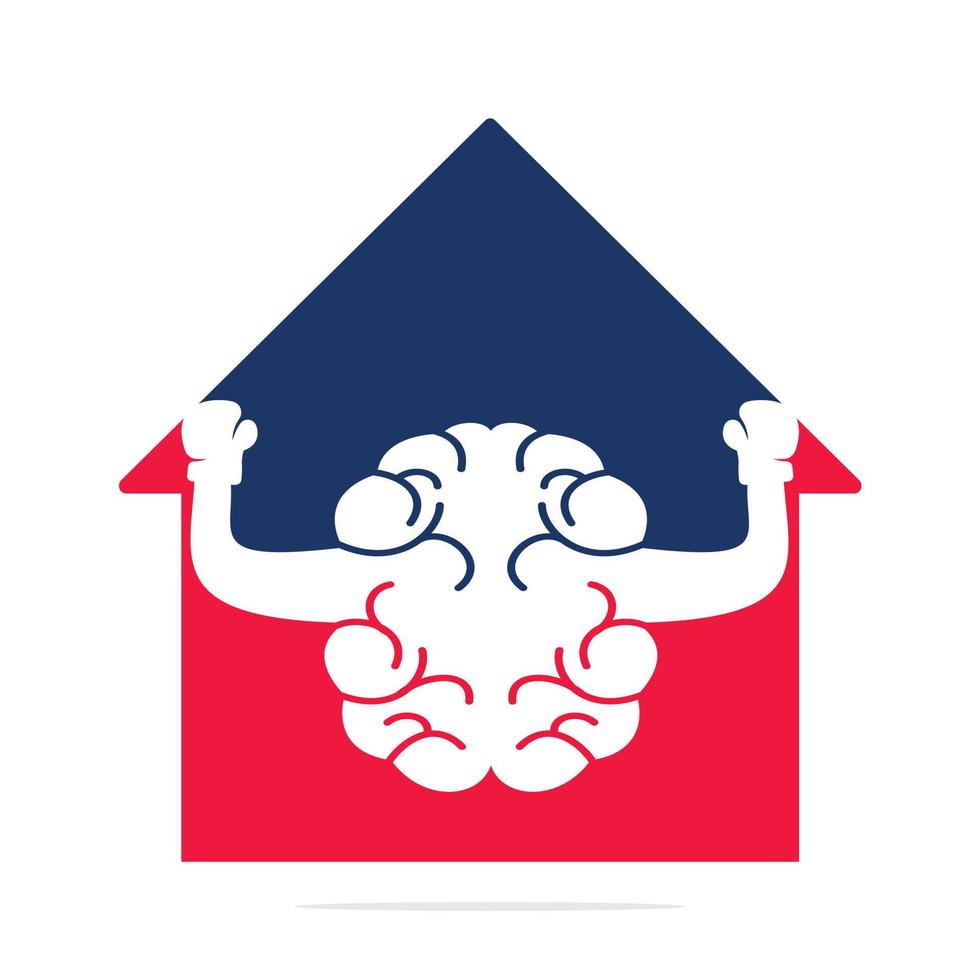 diseño de concepto de logotipo de cerebro de boxeo en casa. diseño vectorial del logotipo del cerebro de la casa. vector