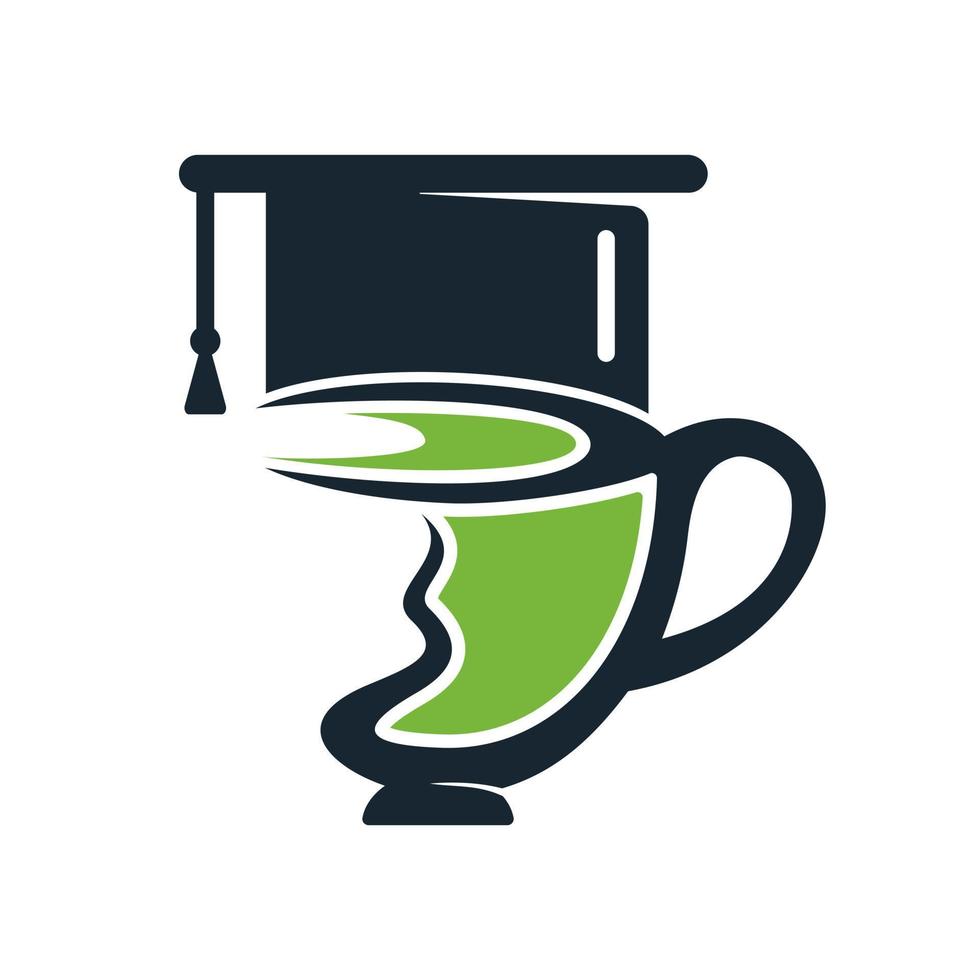 diseño de concepto de logotipo de té de educación. diseño vectorial de taza de té y gorra de graduación. vector