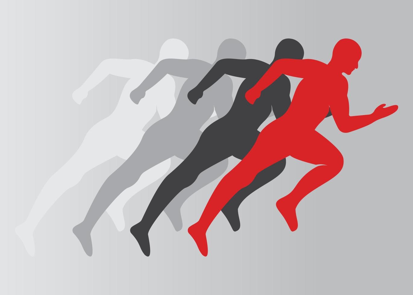 Corredor de grupo y diseño vectorial del logotipo de maratón. símbolo vectorial de hombres corriendo. vector