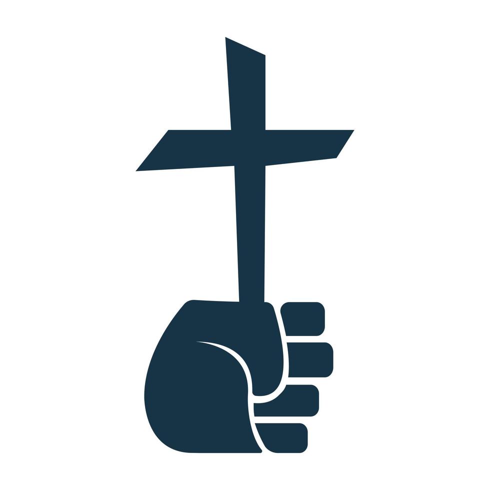 Hand hold Christ cross logo. Holy cross hold in hand concept ...