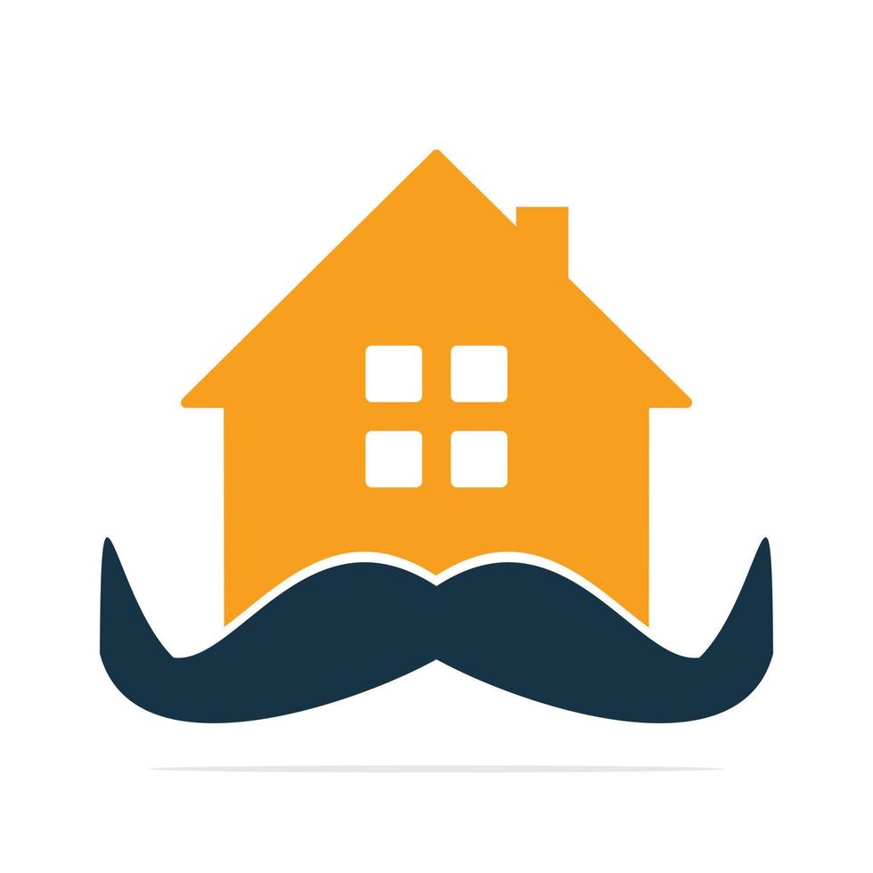 Mustache home logo design template. Men house logo design concept. vector