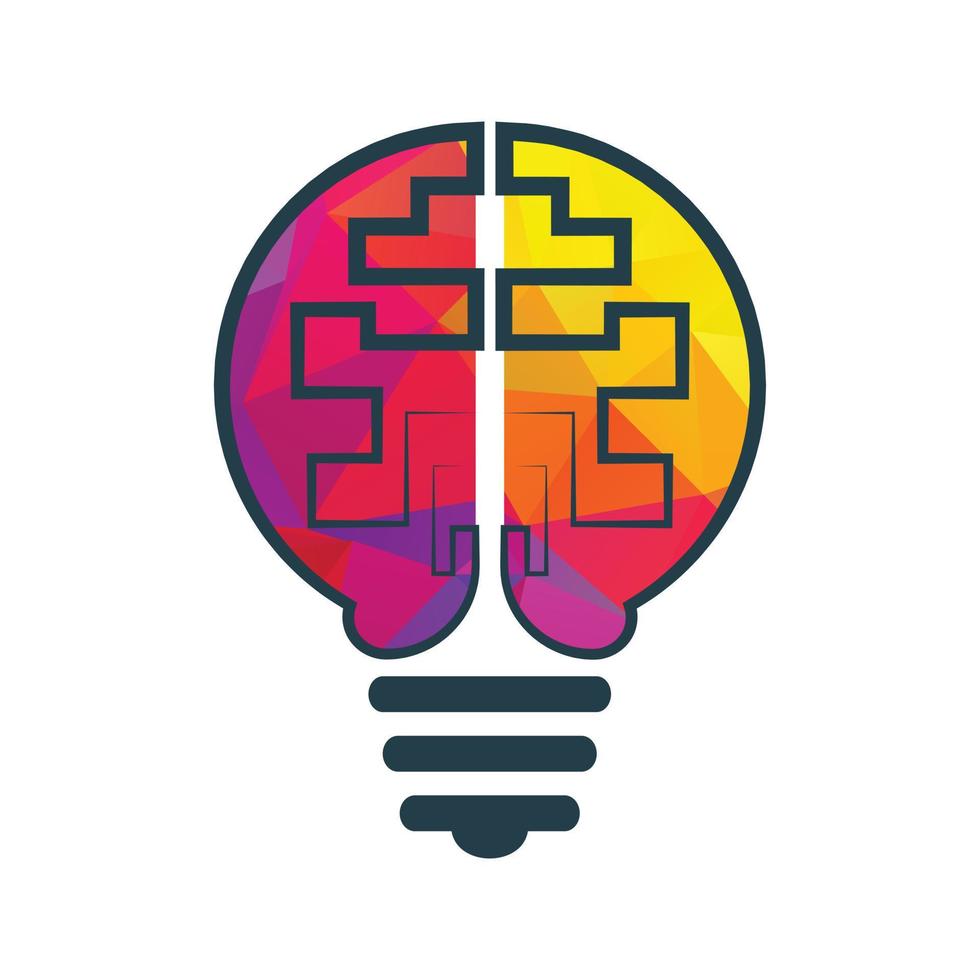 Bulb and brain logo design. Creative light bulb idea brain vector icon.