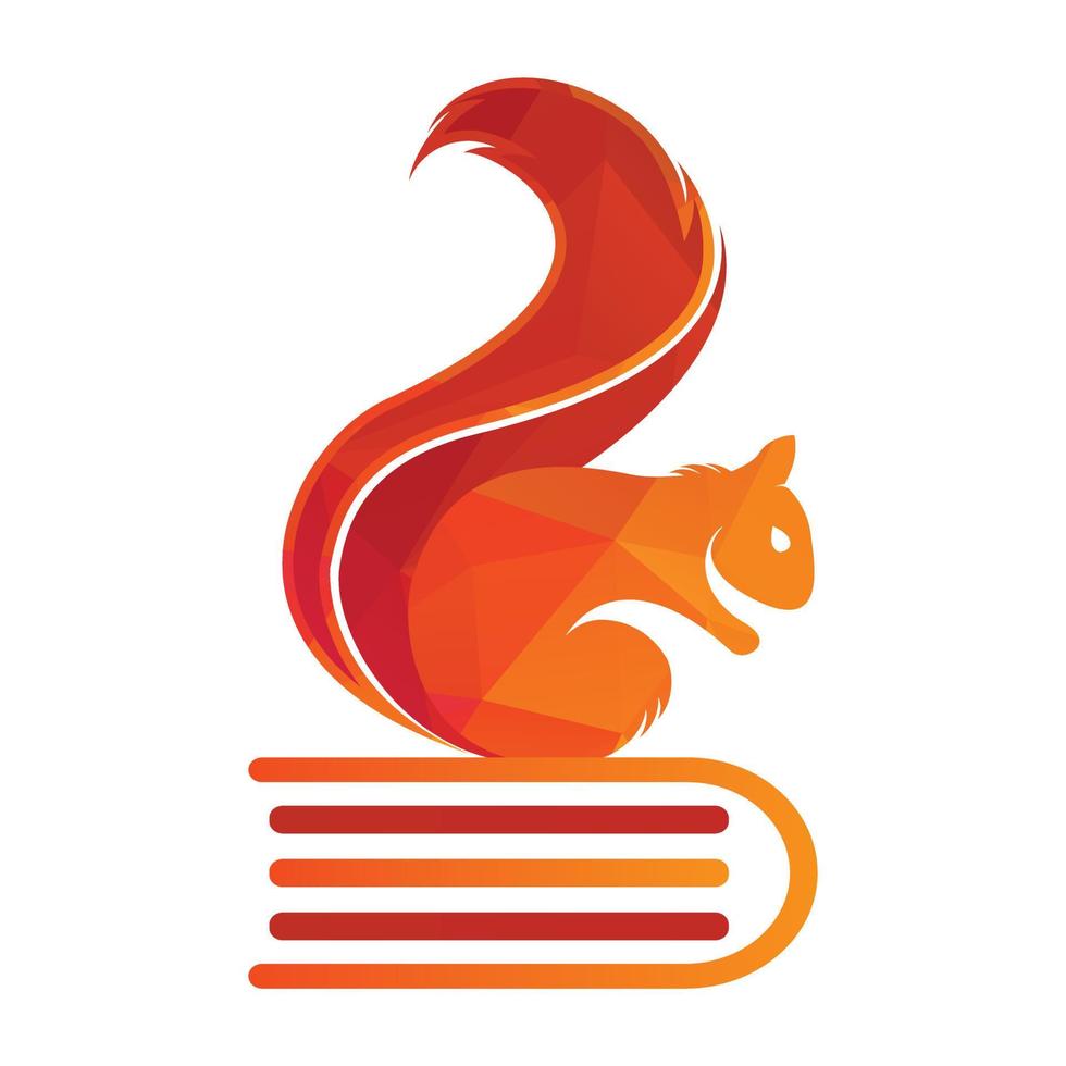 Squirrel book logo design. Logo for Knowledge about wildlife. vector