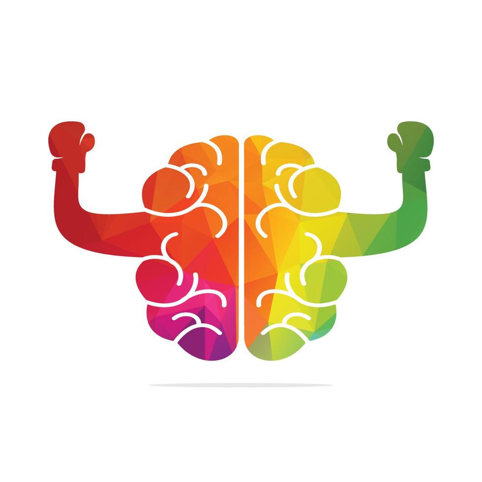 diseño de concepto de logotipo de boxeo cerebral. diseño vectorial del logotipo del cerebro de potencia. vector