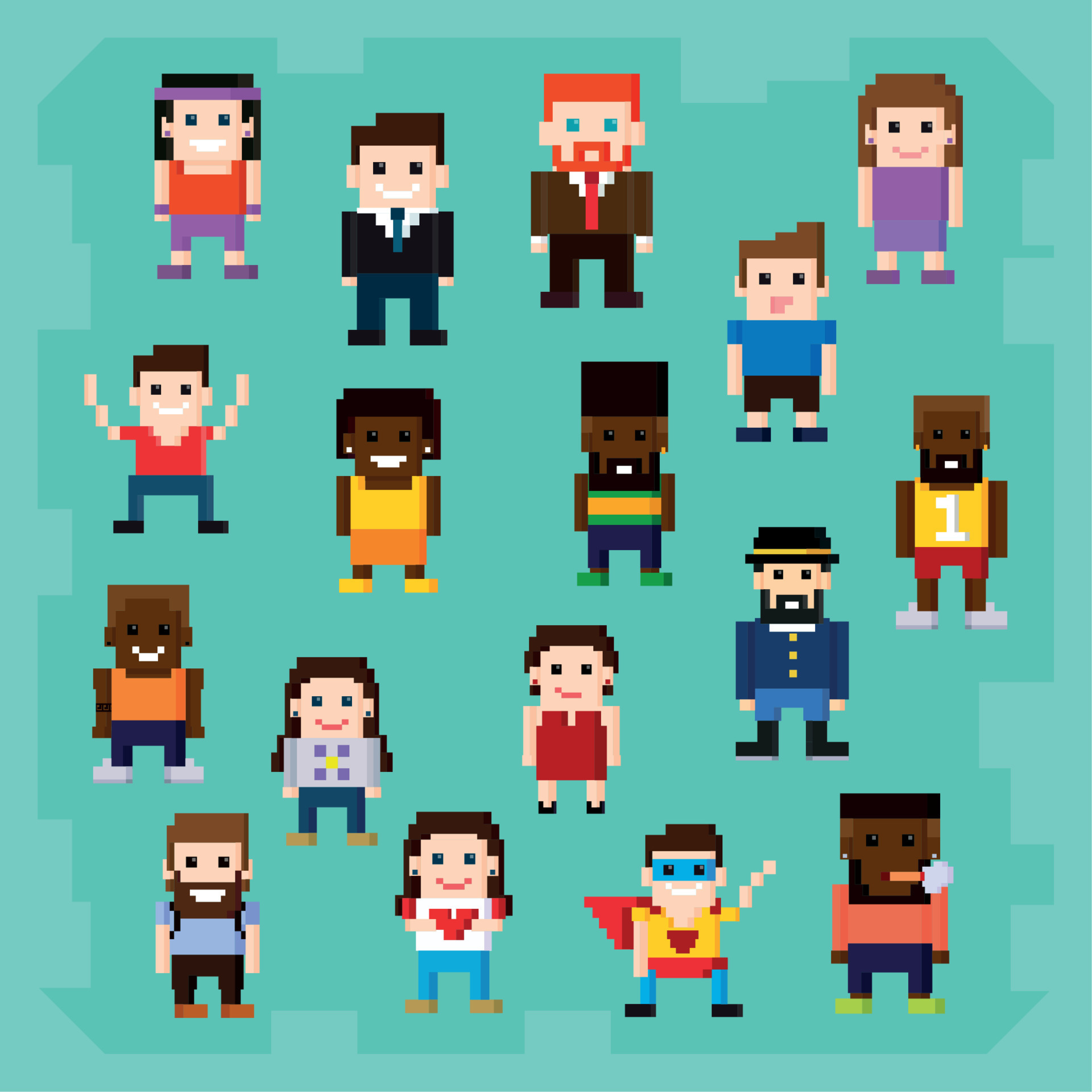 establecer personas píxel de 8 bits 11483801 Vector en Vecteezy