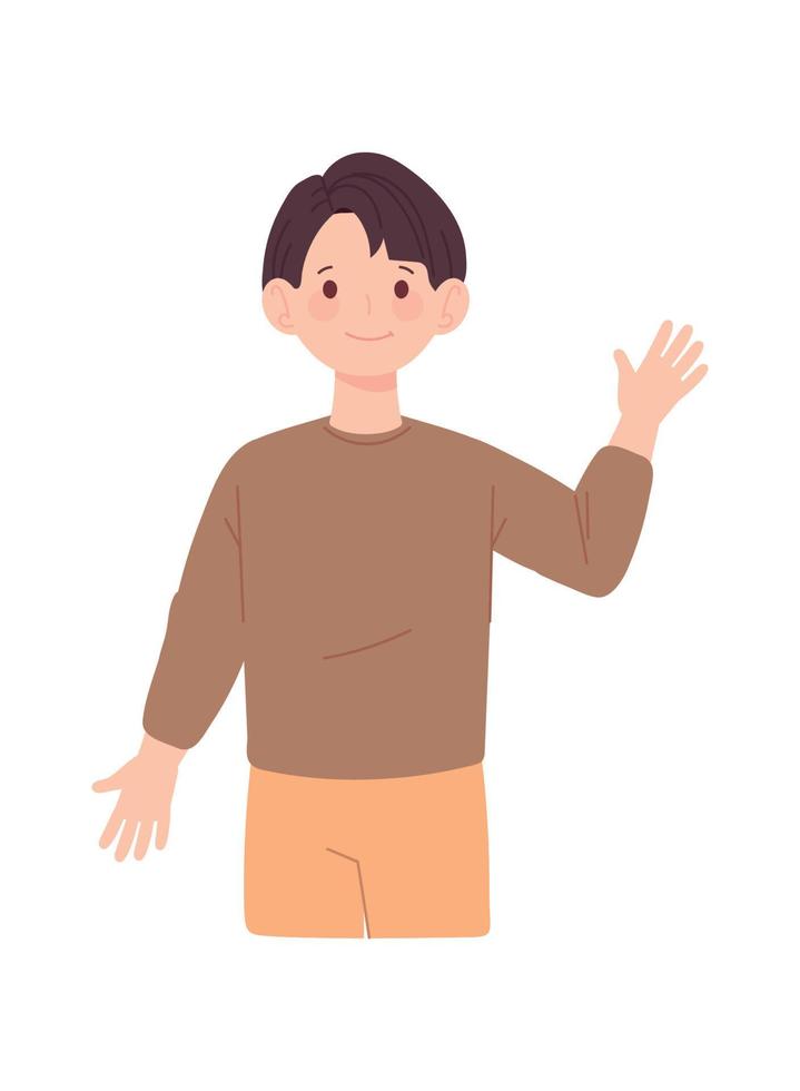 korean man waving hand vector