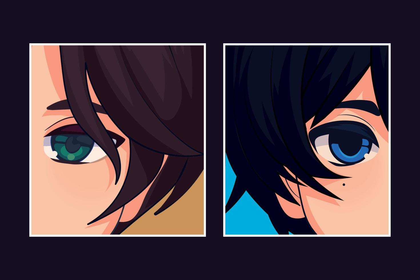 anime boys face closeup vector