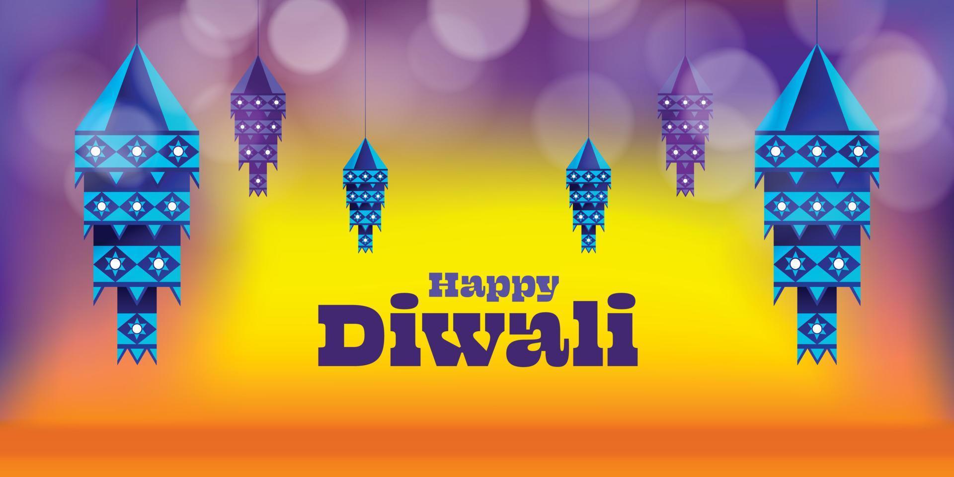 Hanging lanterns Diwali banner background - Vector illustration
