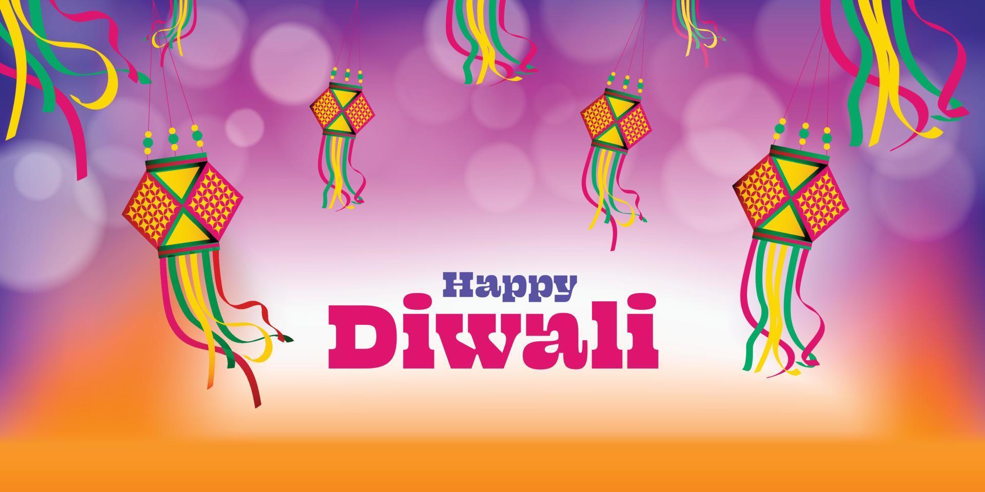 Fondo de banner de diwali de linternas colgantes - ilustración vectorial vector