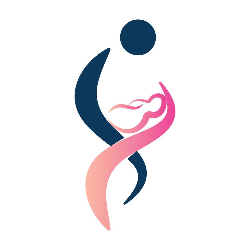 Mother holding newborn baby in arms. Woman breastfeeding child. vector