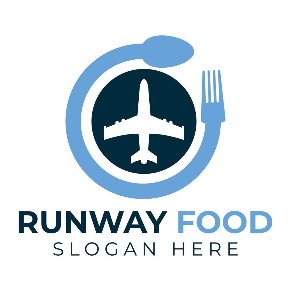 runway food logo concept design. Food Plane logo design template. vector