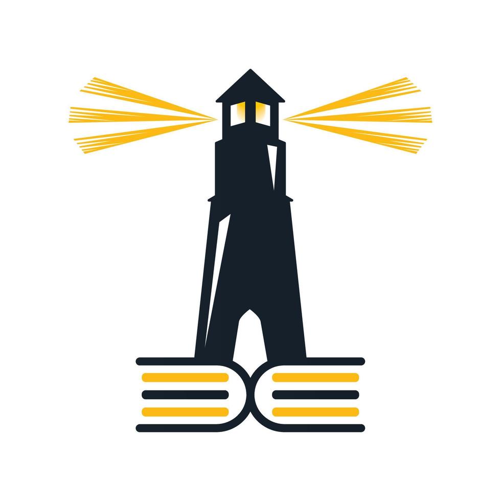 Lighthouse book vector logo design. Historic book concept design.