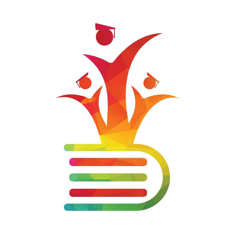 logotipo de graduados de estudiantes con icono de libro. estudiante graduado con diseño de concepto de libro. vector