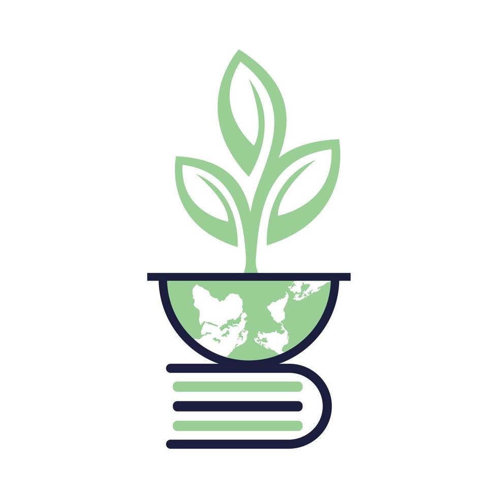 conceptos de diseño del logotipo del libro de la tierra. ilustración de diseño de plantilla de vector de logotipo de escuela verde.