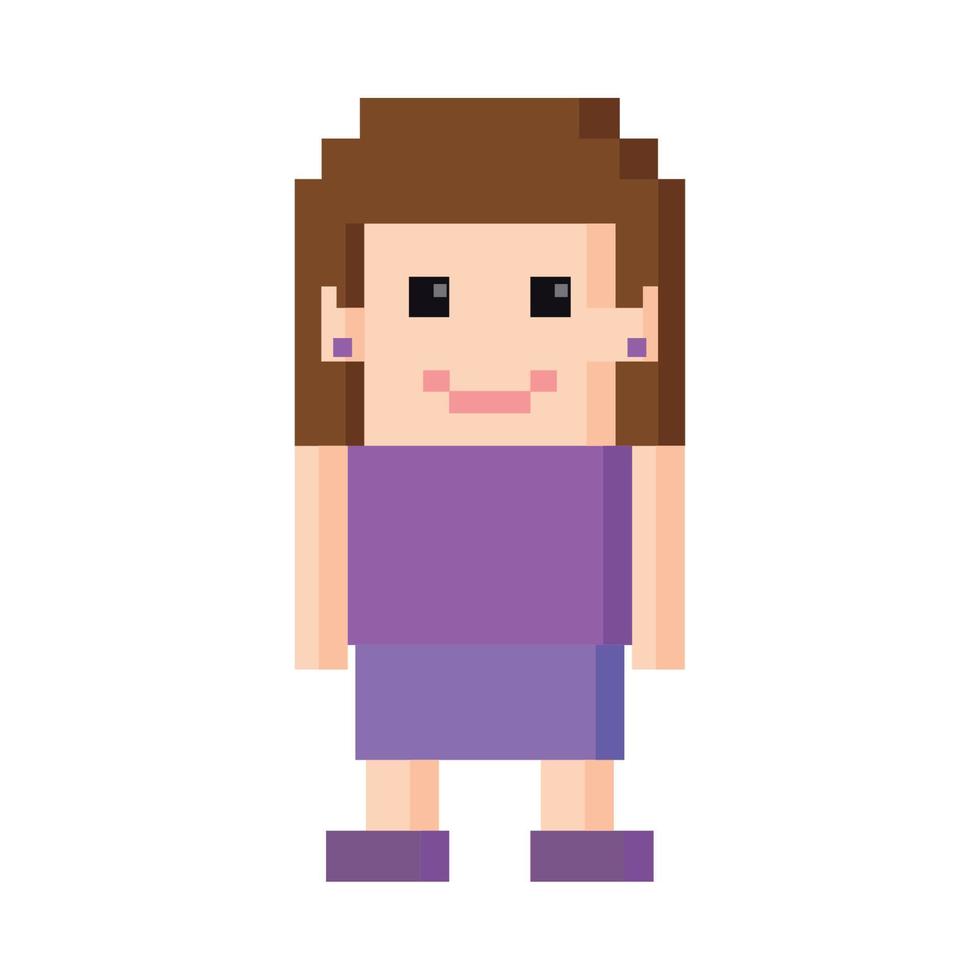 woman pixel 8 bit vector