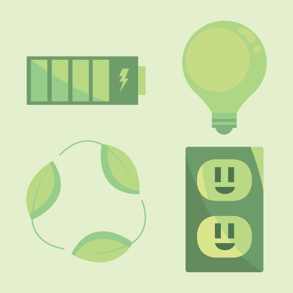 iconos energía verde vector