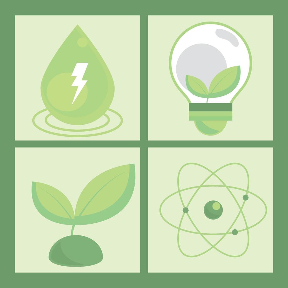 energía verde, conjunto de iconos vector