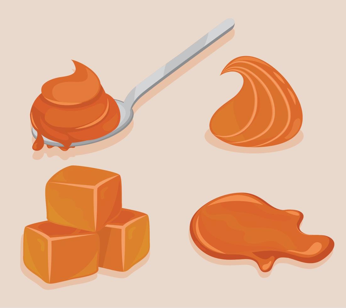 set of sweet caramel vector