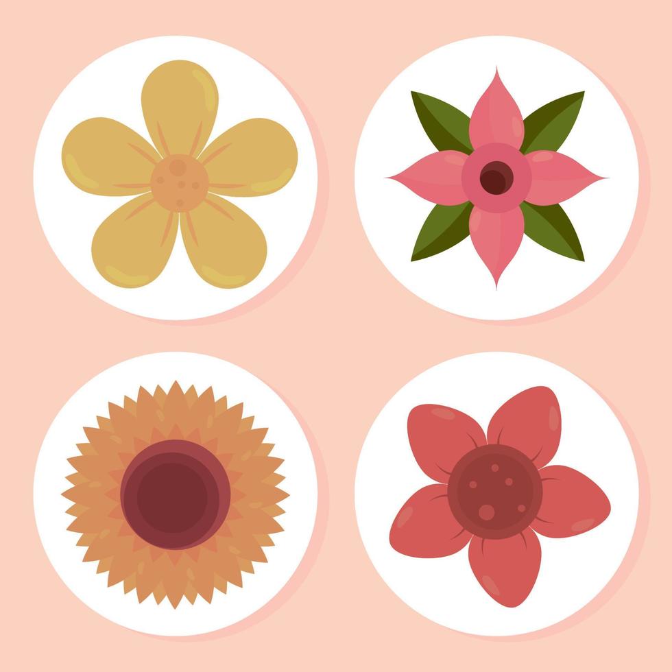 flowers bloom icons vector