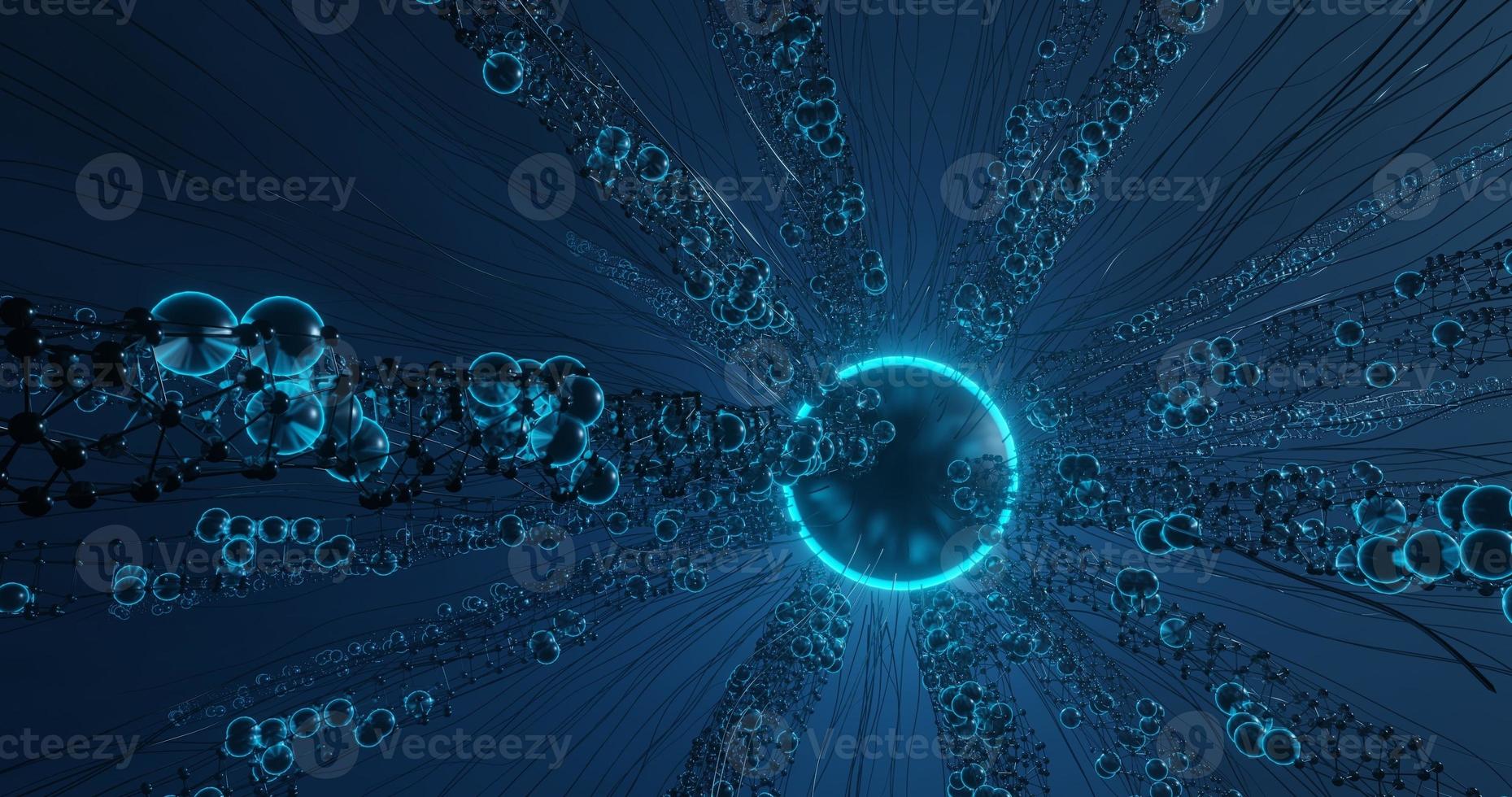 abstract background using microscopic particles theme in blue color and dark blue fiber, 3d rendering and 4K size photo