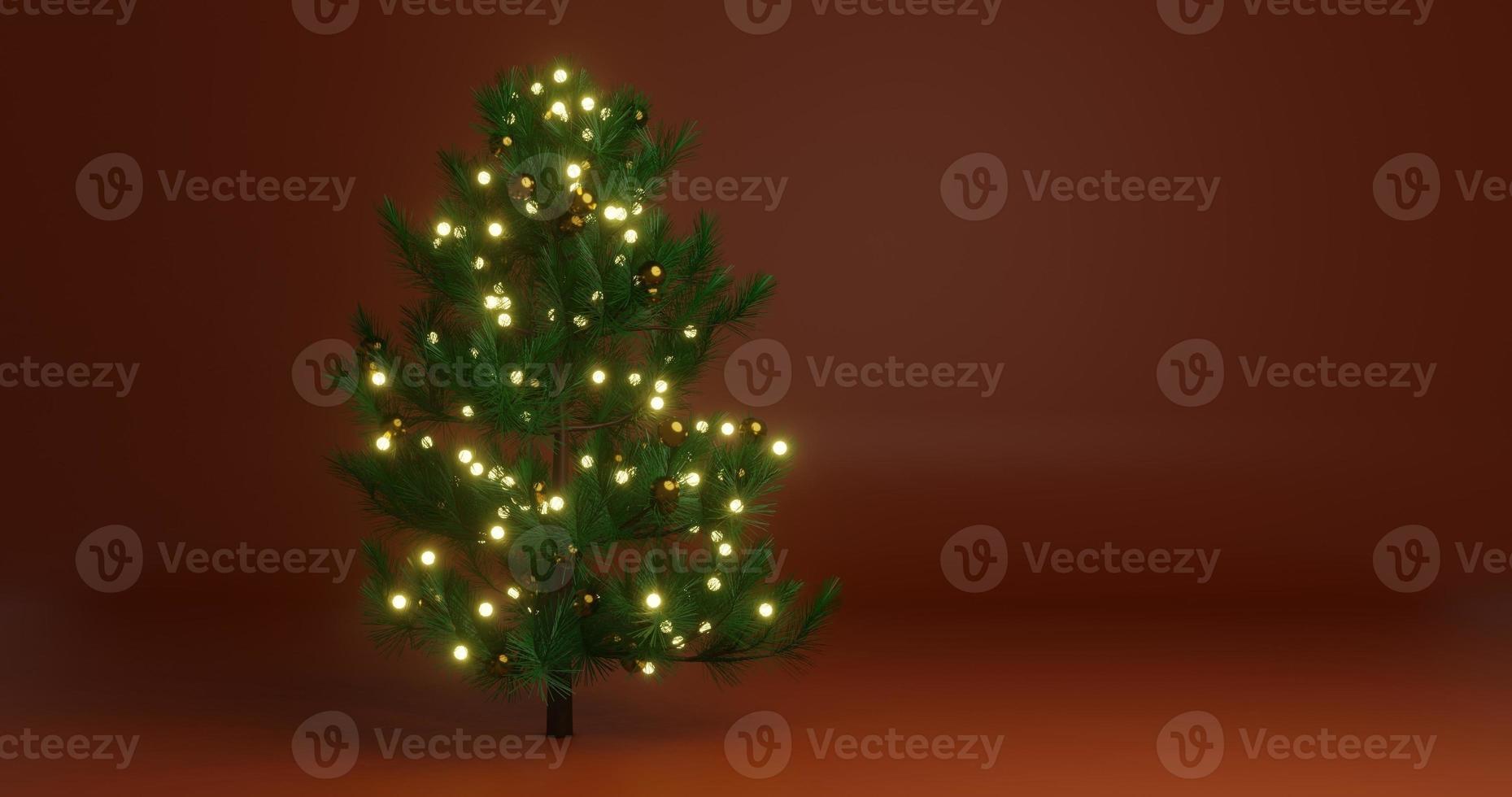 background design with a Christmas theme that is identical to a pine tree with its accessories, free space on the right, 3d rendering, and 4K size photo