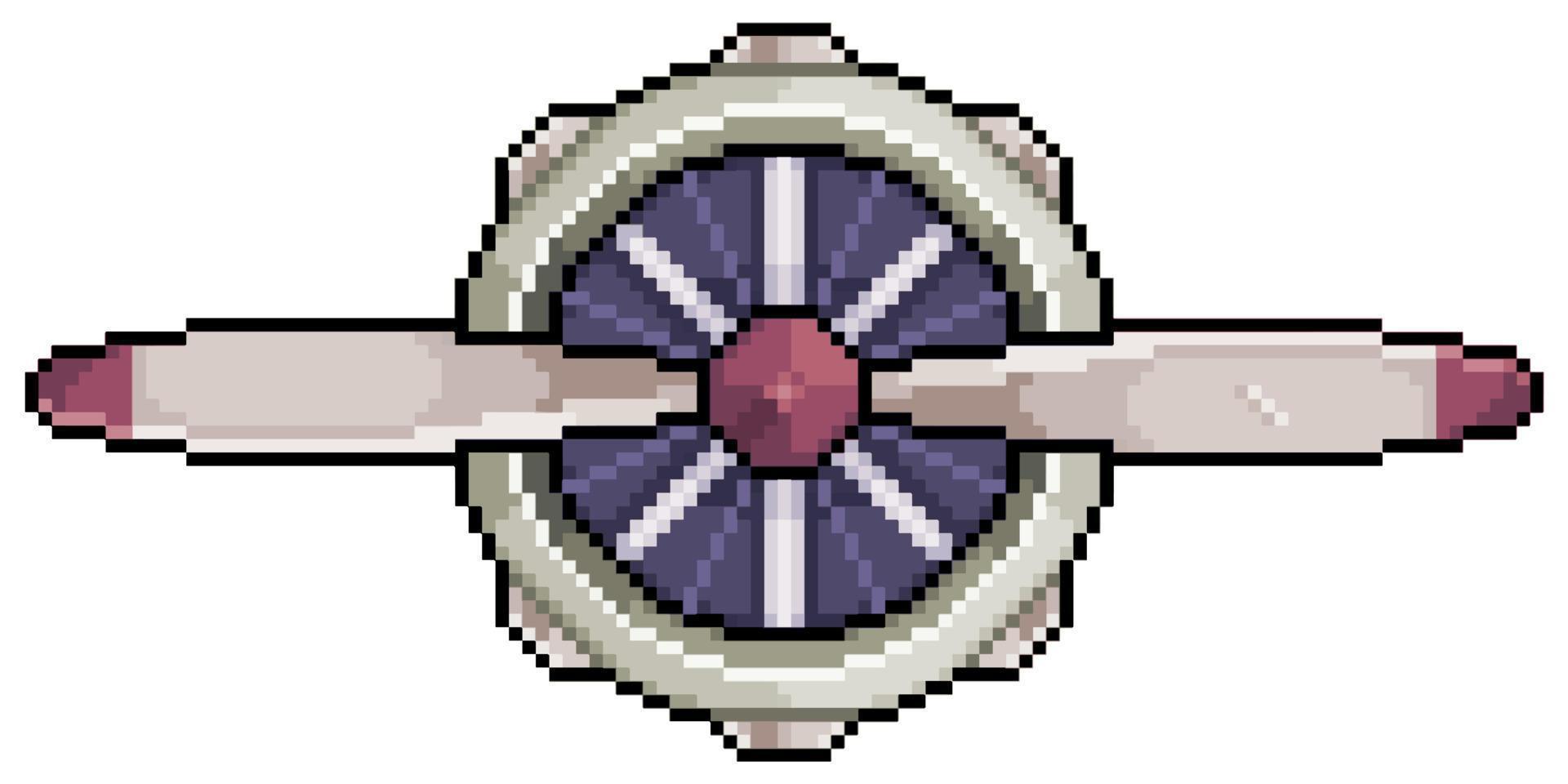 Pixel art airplane engine and propeller vector icon for 8bit game on white background