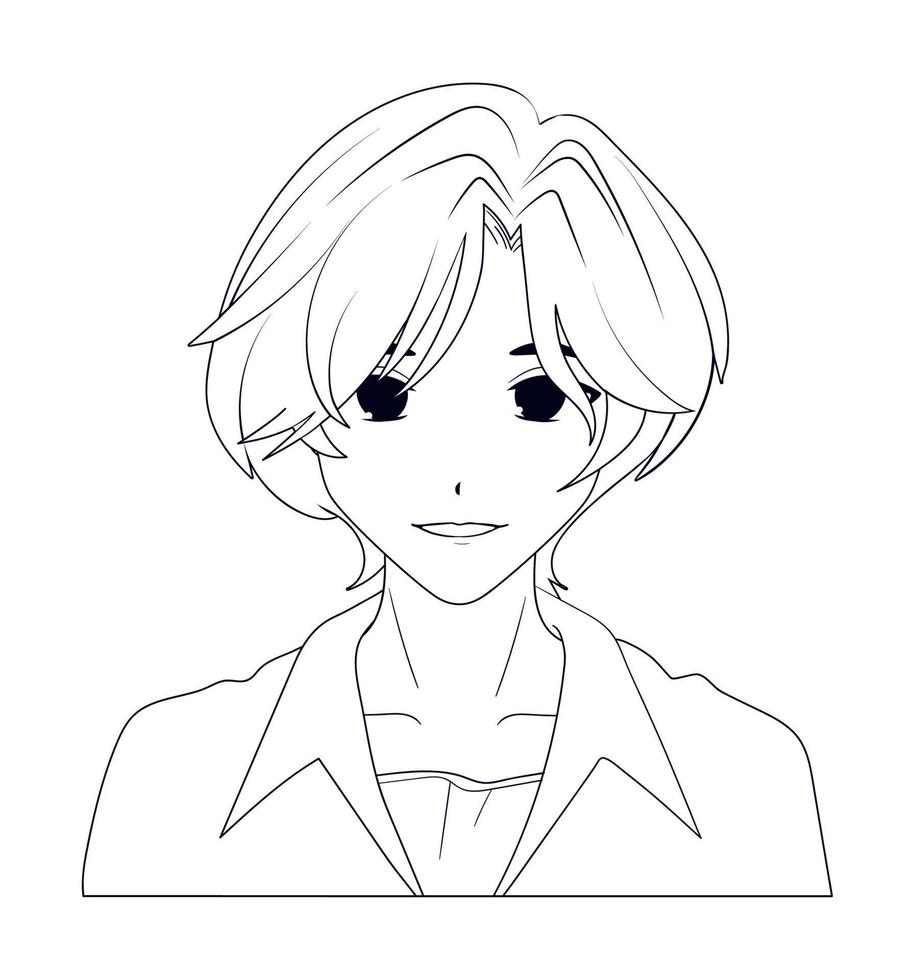 anime boy avatar, line style 11484185 Vector Art at Vecteezy