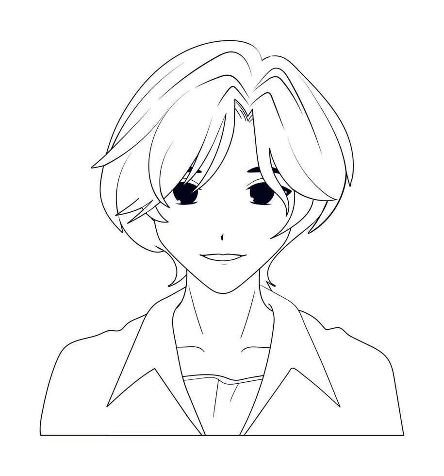 anime boy avatar, line style vector