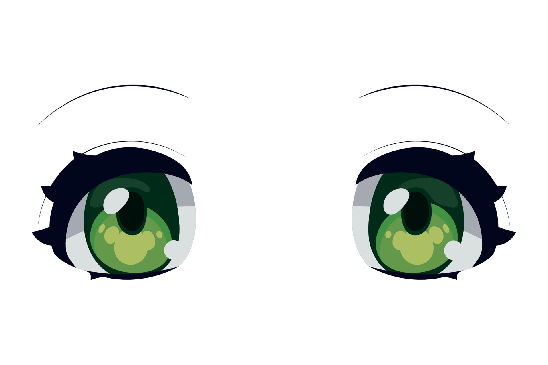 Close-up of a cute green anime eye