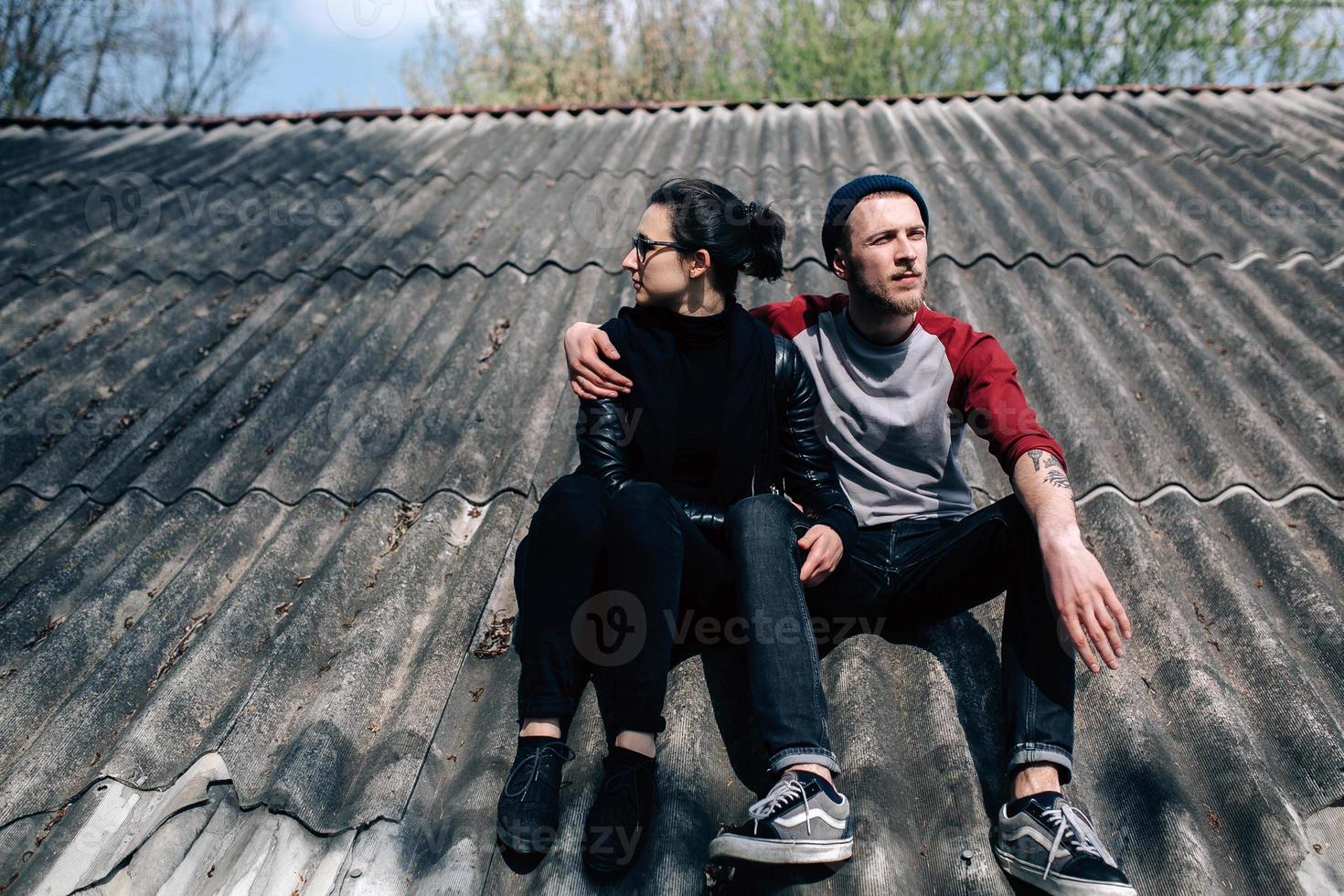 couple on the roof photo