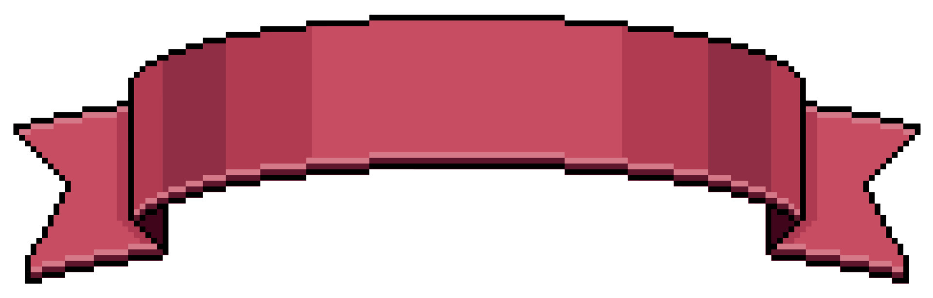 Pixel art red ribbon. red band stripe curved band vector icon for 8bit