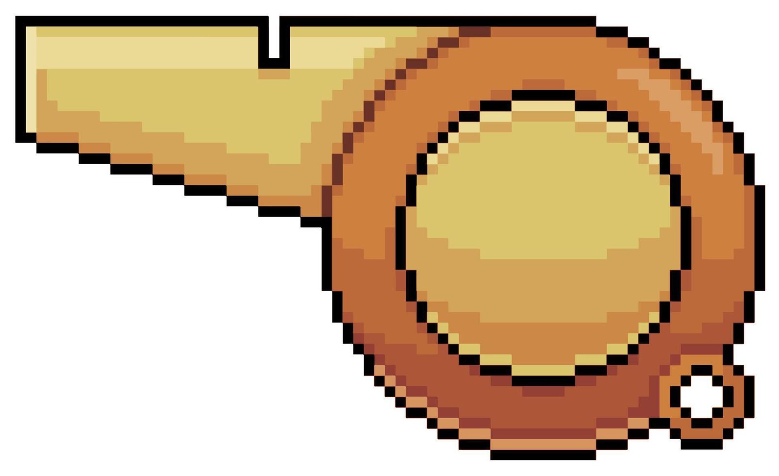 Pixel art soccer referee whistle vector icon for 8bit game on white background