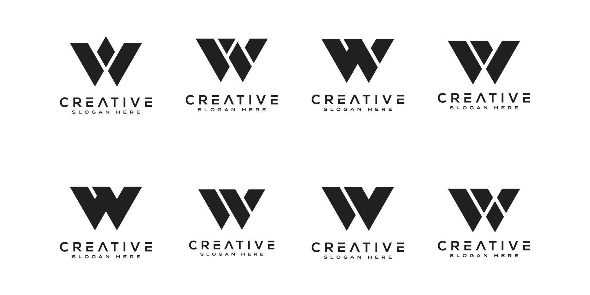 set of initials letter W abstract logo vector design