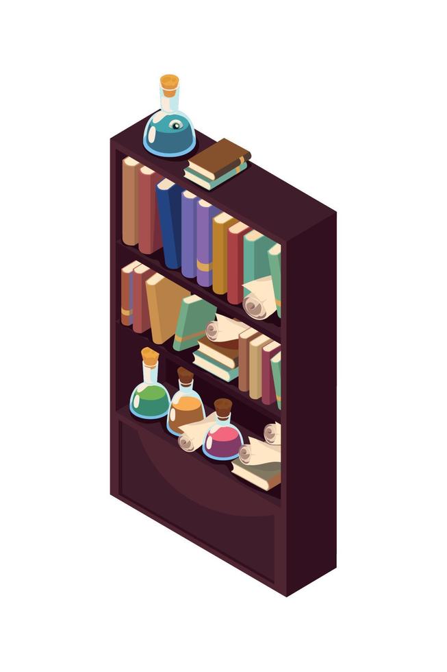 shelf with magical books vector