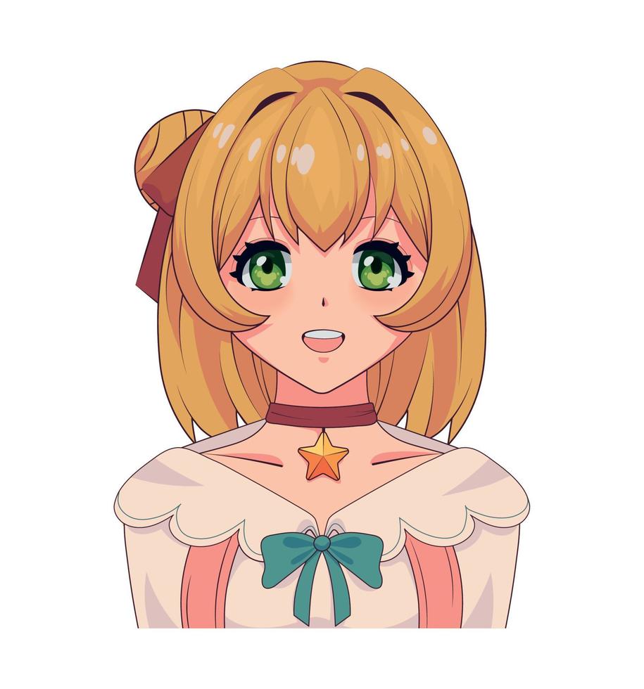anime chica rubia vector