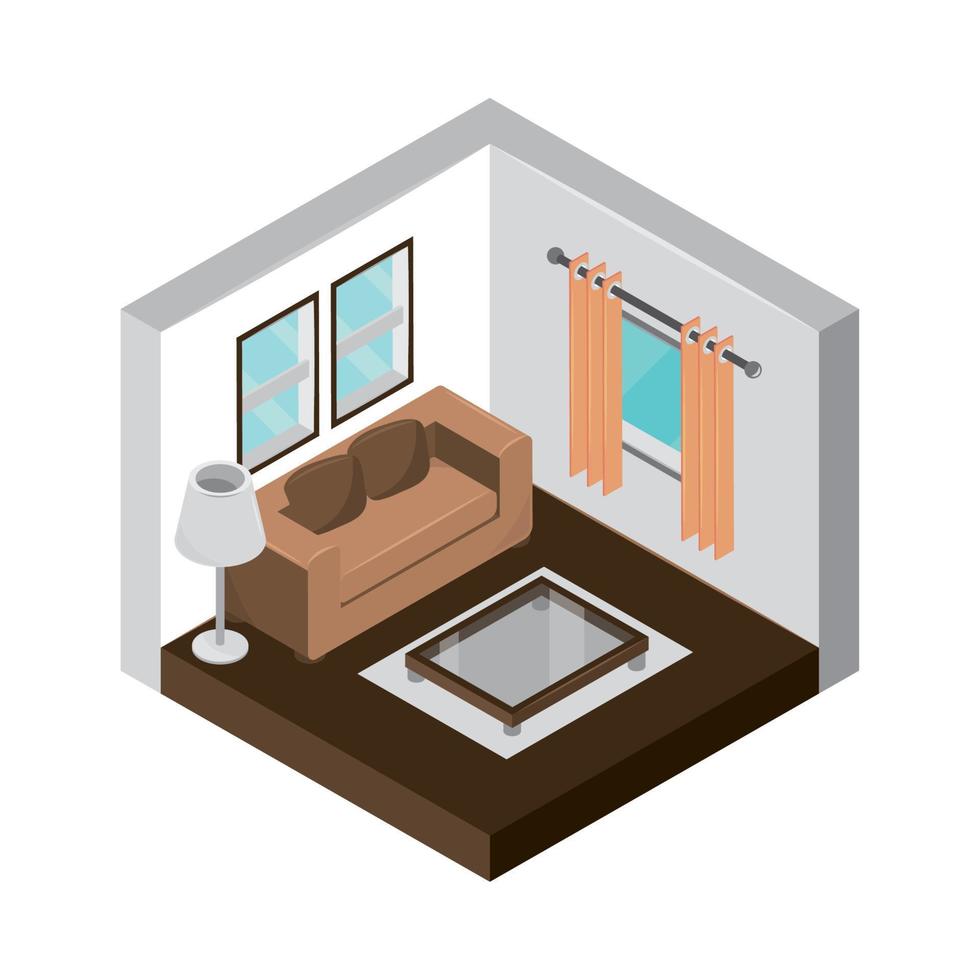 isometric house living room vector