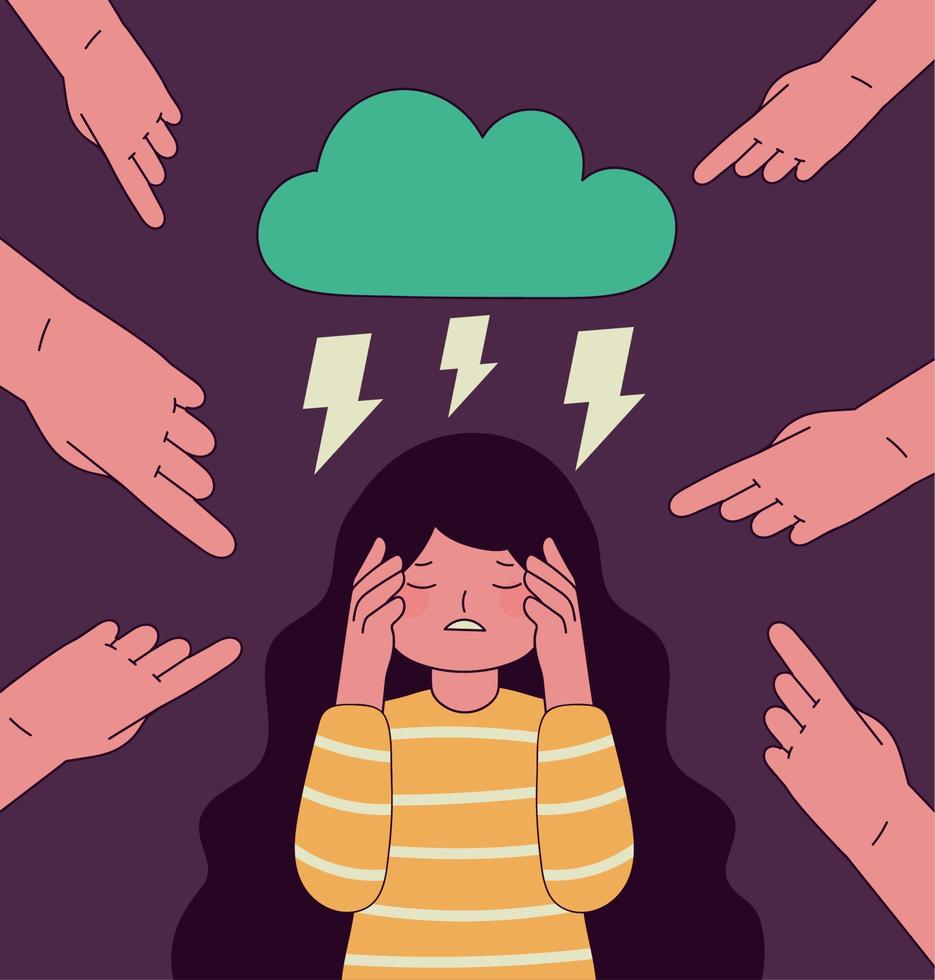 unhappy girl mental health vector