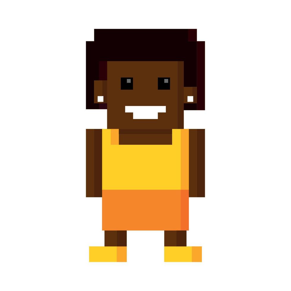 mujer afro píxel de 8 bits vector
