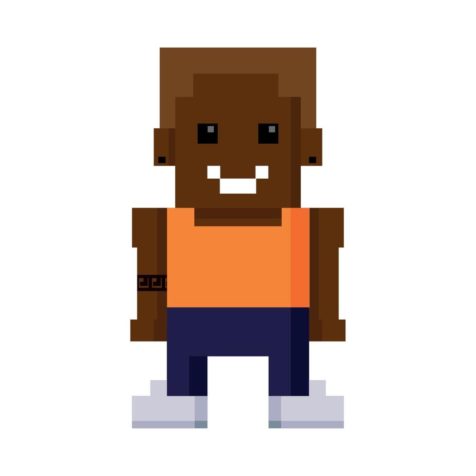 hipster man pixel 8 bit vector