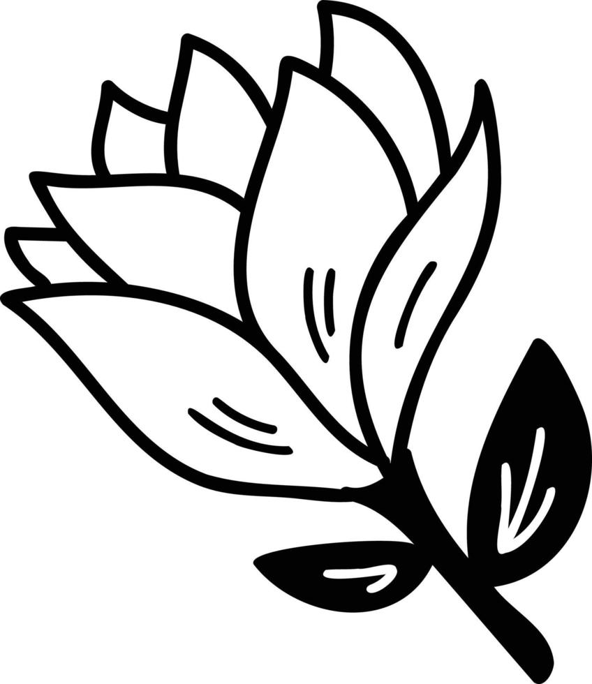 dibujado a mano flores y hojas ilustración vector