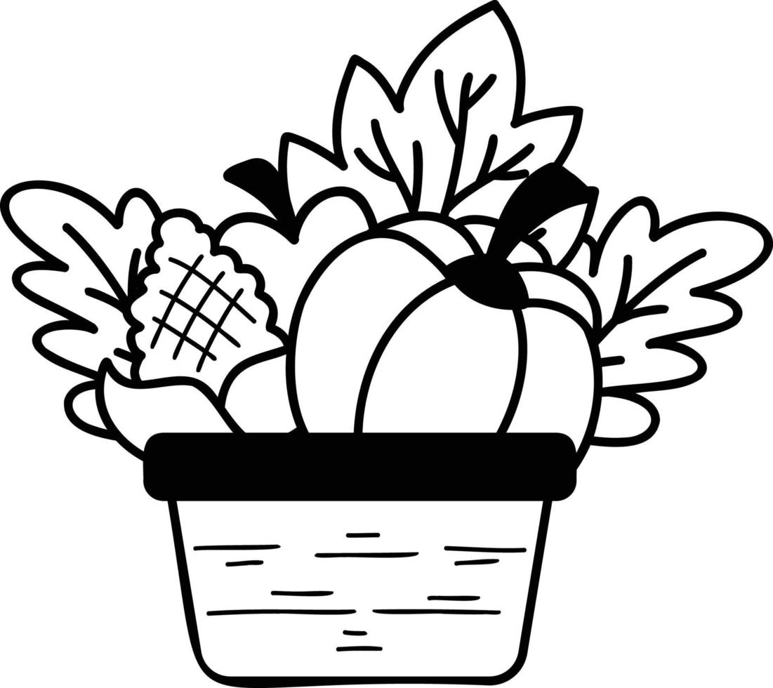 Hand Drawn basket for vegetables illustration vector