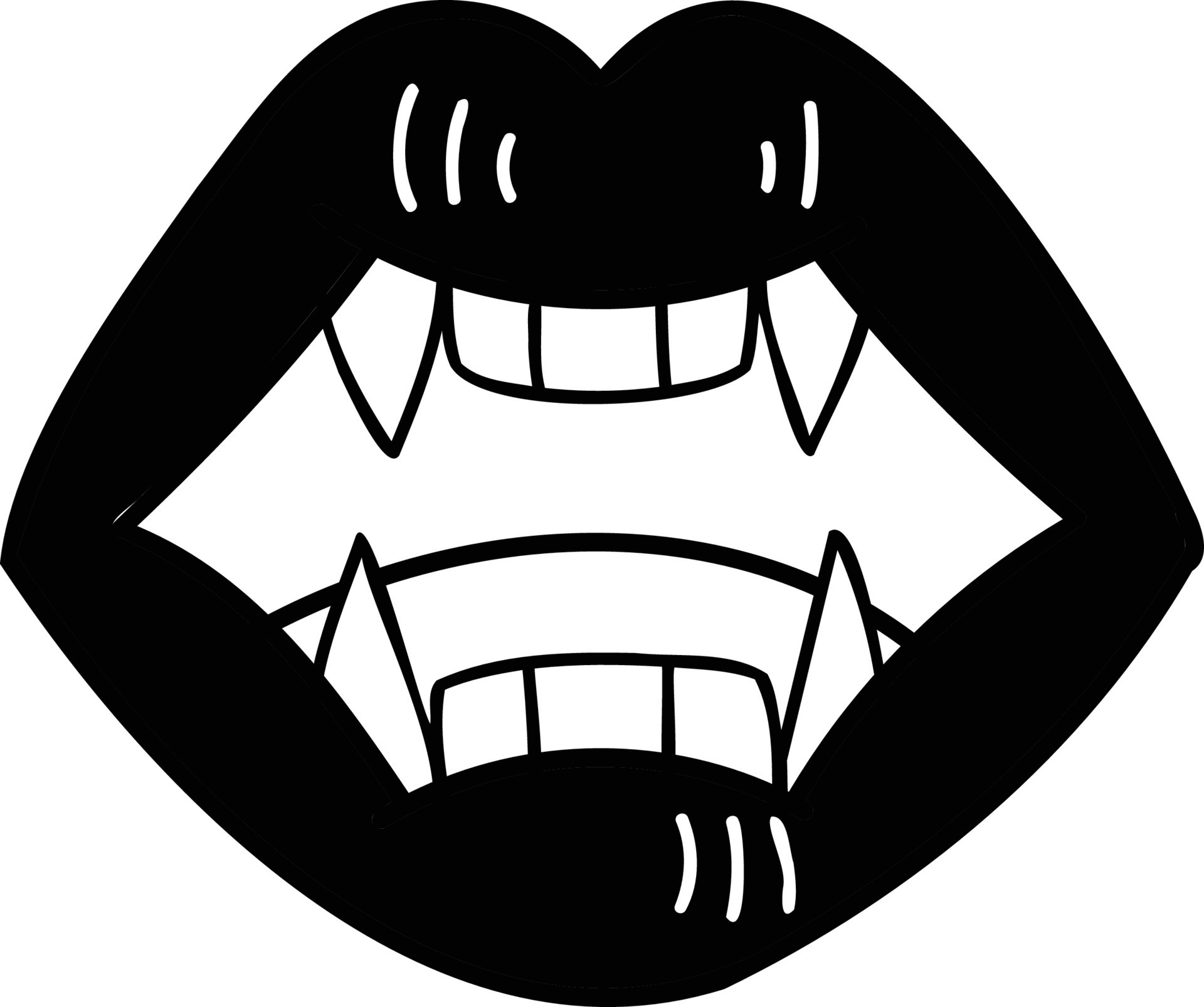 black and white cartoon vampire mouth 12408117 Vector Art at Vecteezy