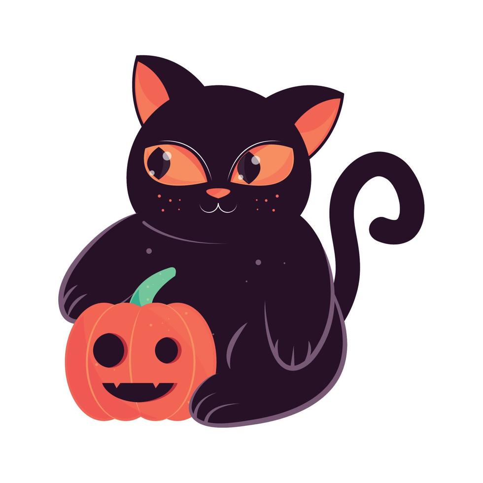 halloween cute cat vector