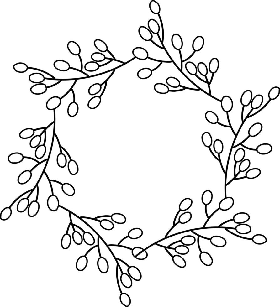dibujado a mano ilustración de marco de círculo de hoja vector