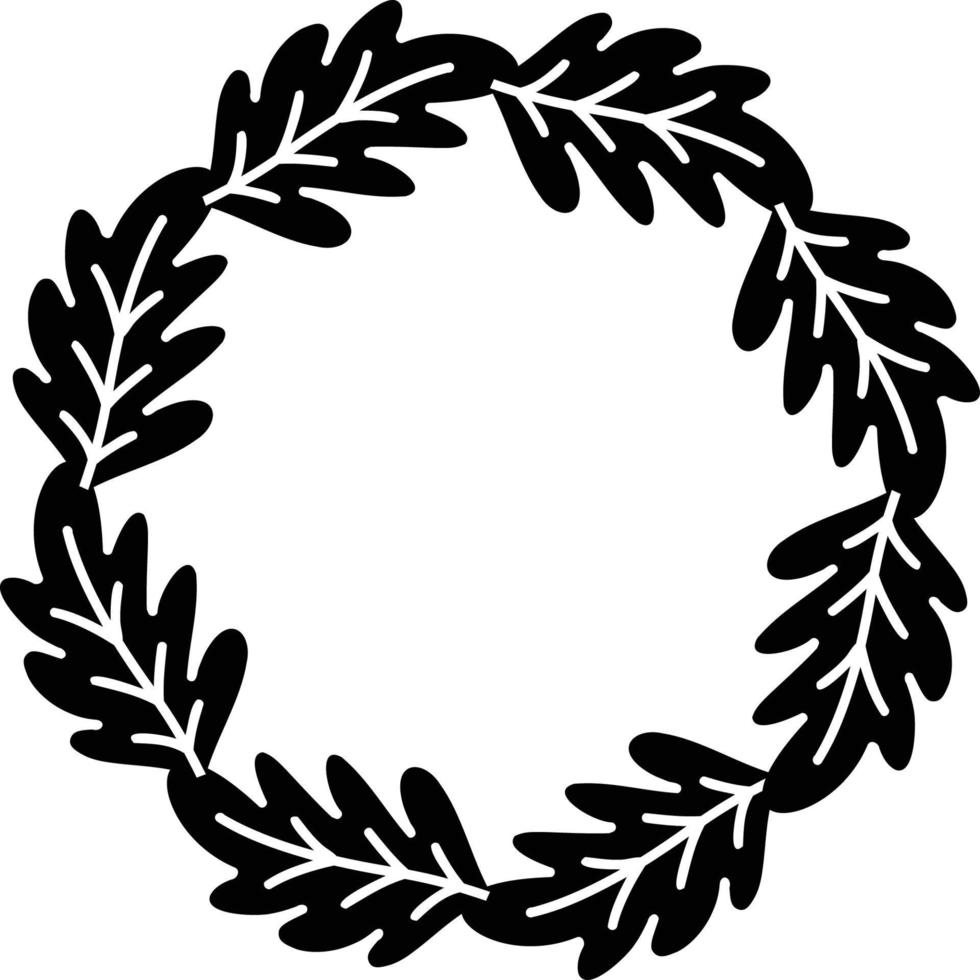 Hand Drawn leaf circle frame illustration vector