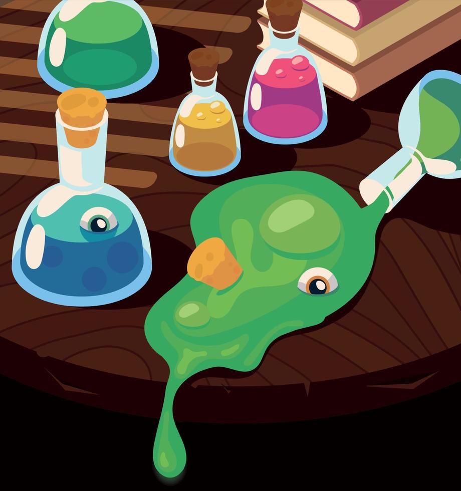 isometric halloween witch potions vector