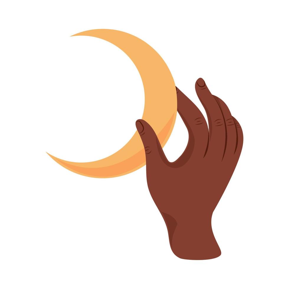 hand with moon vector