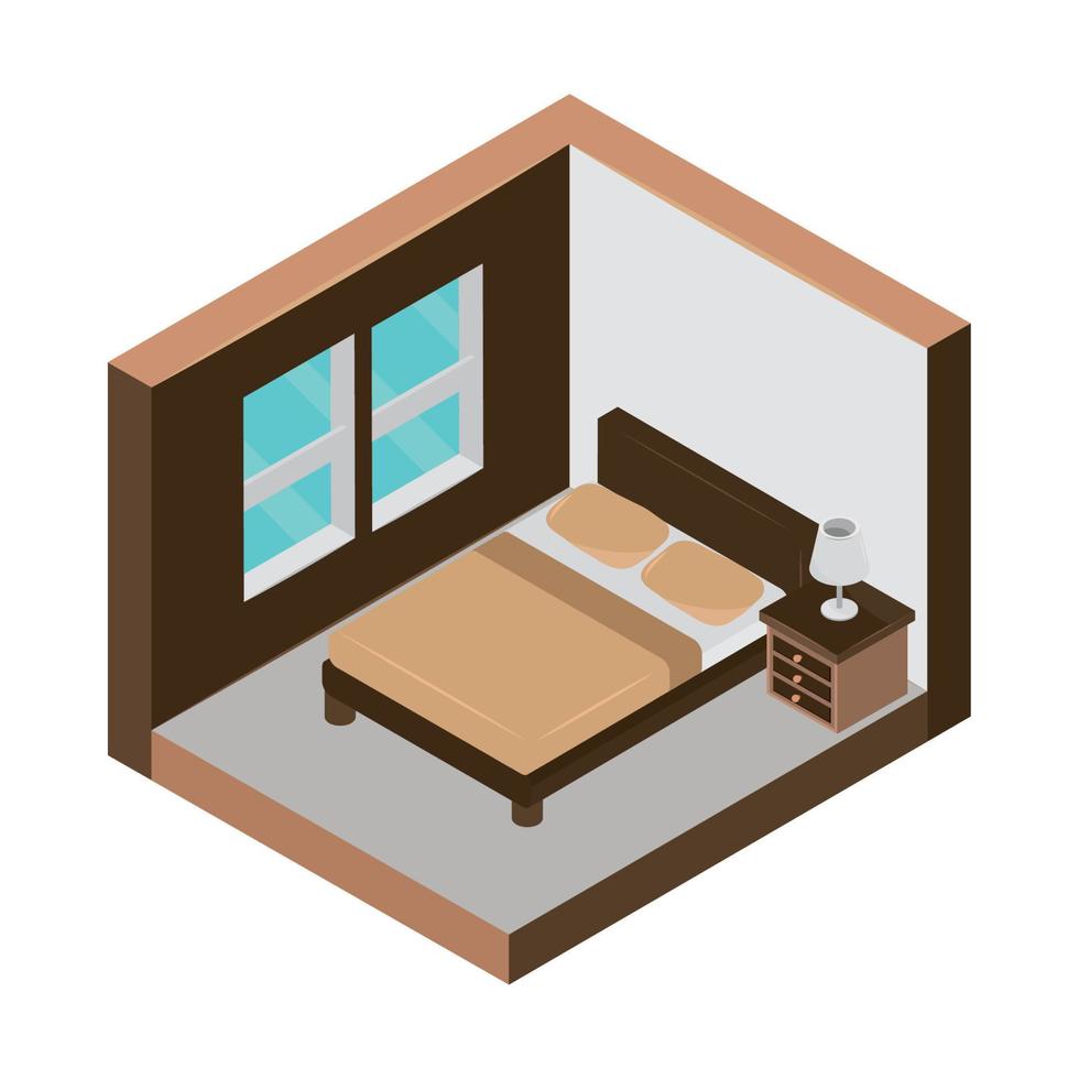 isometric bedroom house vector