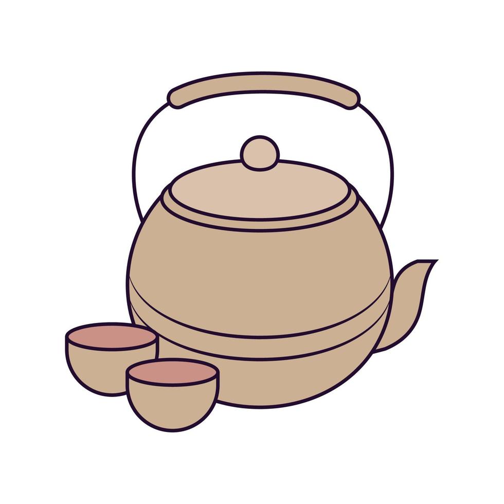 teapot and cups vector